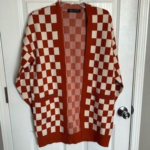 NEW- checkered cardigan.